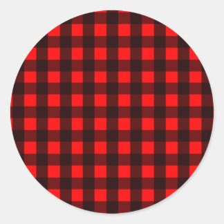 Sticker Rond Plaid de buffle rouge et noir