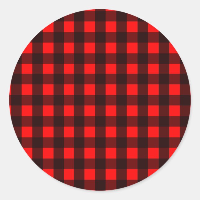 Sticker Rond Plaid de buffle rouge et noir (Devant)