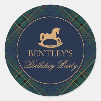 Sticker Rond Plaid Rocking Horse Birthday Party Envelope Seal