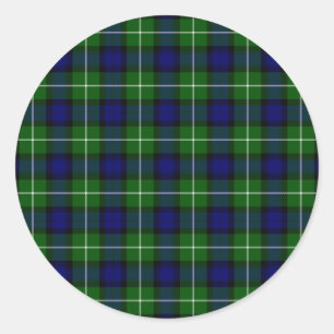Sticker Rond Plaid vert bleu Lamont tartan