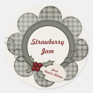 Sticker Rond Plaid vert et Holly