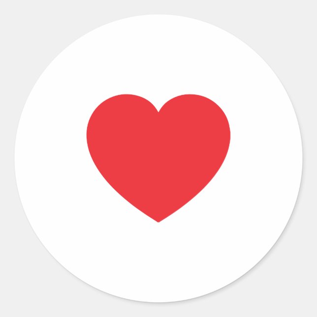 Sticker Rond Plain Modern White Red Love Heart Graphic (Devant)