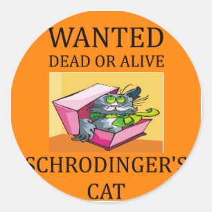 Sticker Rond plaisanterie du chat des schrodinger