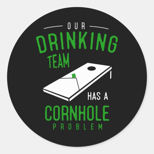 Sticker Rond Plaisanteries sur les Cornhole et la bière (Devant)