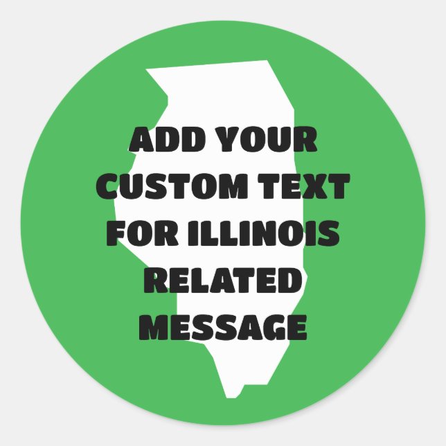 Sticker Rond Plan de l'État de l'Illinois avec tout message (Devant)