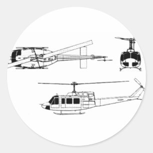 Sticker Rond Plan directeur UH1 Huey (Iriquois)