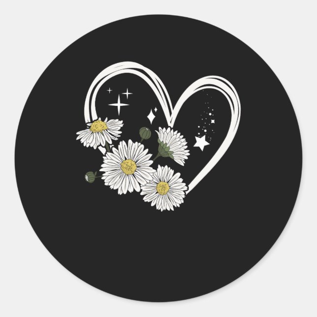 Sticker Rond Plan Du Coeur Avec Fleurs Faisées Oopsie Fille Fai (Devant)