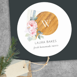 Sticker Rond Planche à découper florale Blush Napkin Restaurati