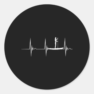 Sticker Rond Planche À Pagaie Hebeat Ekg Pulse Sup Surfer