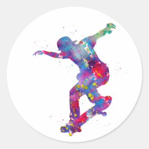 Sticker Rond Planche à roulettes