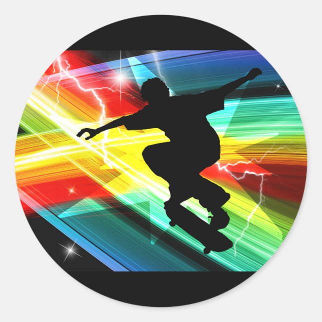 Sticker Rond Planche à skate dans Criss Cross Lightning (Devant)