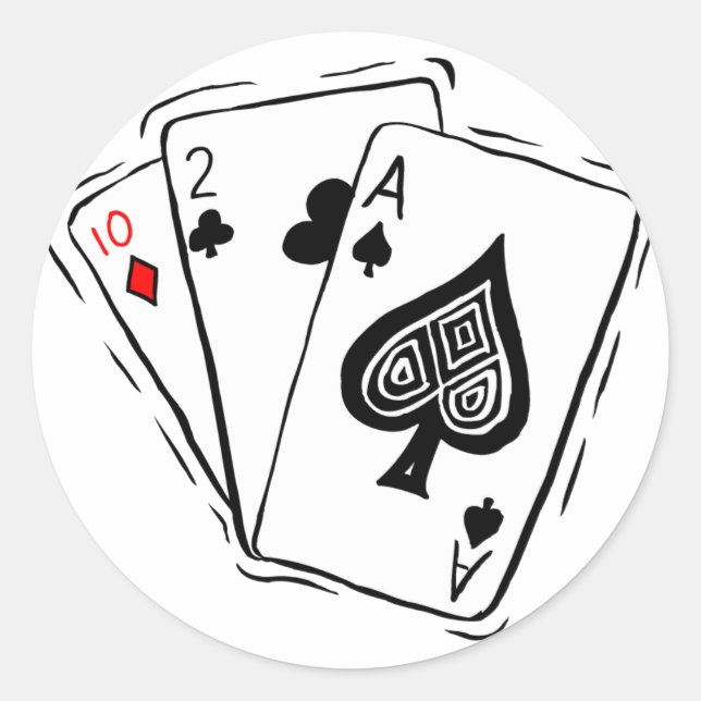 Sticker Rond Planche de cartes Las Vegas (Devant)