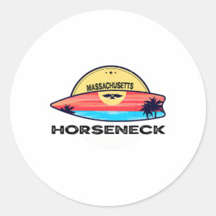 Sticker Rond Planche de surf de plage de Horseneck Massachusett