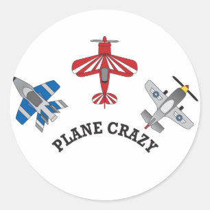 Sticker Rond Plane Crazy