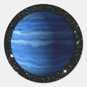 Sticker Rond PLANET URANUS v.2 arrière - plan étoile (système s