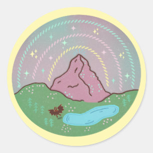 Sticker Rond Planète d'origine de Mothman Art folklorique cos