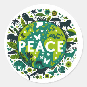 Sticker Rond Planète pacifique - Sauver l'environnement