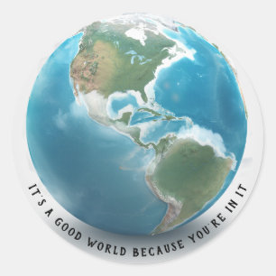 Sticker Rond planète Terre avec nuages