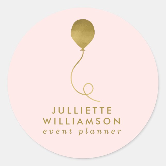 Sticker Rond Planificateur d'événements Blush & Gold Balloon (Devant)