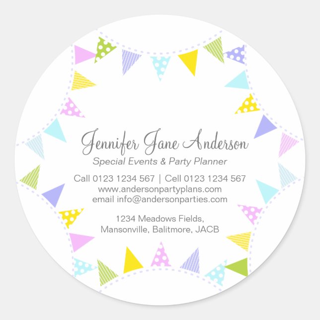 Sticker Rond Planificateur d'événements de fêtes de Bunting (Devant)