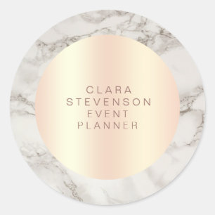 Sticker Rond Planificateur d'évènements en cuivre rose moderne 