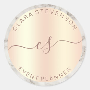 Sticker Rond Planificateur d'événements en or et marbre rose 