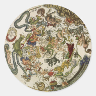 Sticker Rond Planisphère céleste vintage par Peter Apian