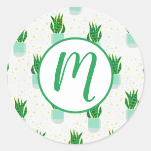 Sticker Rond Plante de serpent Sansevieria Pot Imprimer