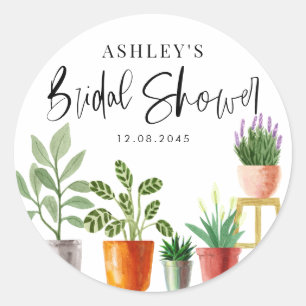 Sticker Rond Plants en pot à l'aquarelle bohème pour une baby s