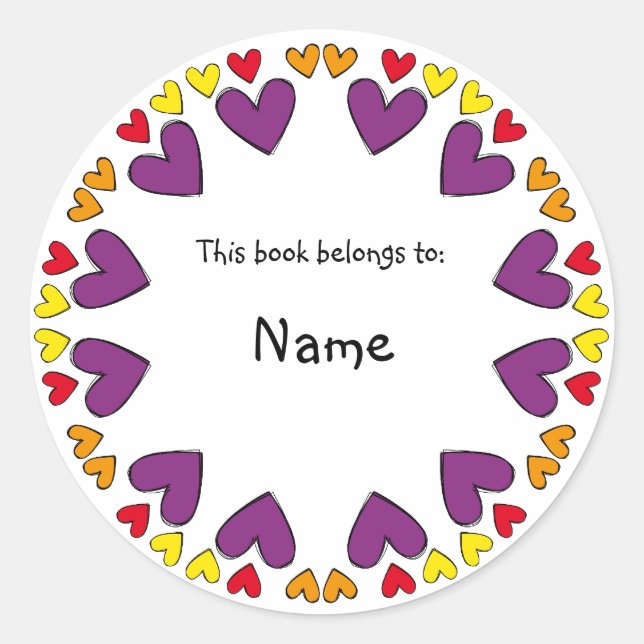 Sticker Rond Plaque avec cutehearts (Devant)