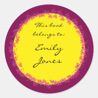 Sticker Rond Plaque avec des coeurs mignons