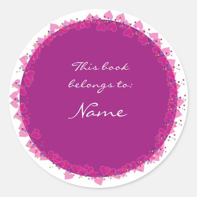 Sticker Rond Plaque avec des coeurs mignons (Devant)