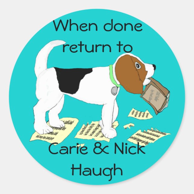 Sticker Rond Plaque Beagle à mâcher (Devant)