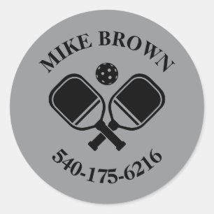 Sticker Rond Plaque de bout de paddle de pickleball personnalis