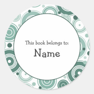 Sticker Rond Plaque de livre avec design rétro - personnalisabl