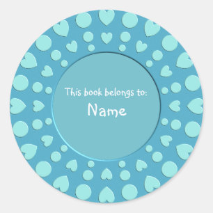 Sticker Rond Plaque de livre - Coloré mignon design de coeur tu
