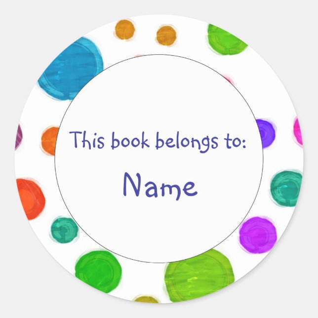 Sticker Rond Plaque de livre - Conception colorée (Devant)