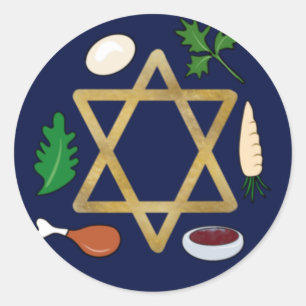 Sticker Rond Plaque de Seder Pesach Star de David