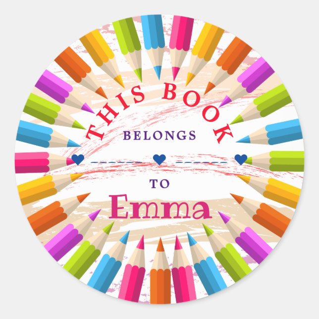 Sticker Rond Plaque d'enregistrement des crayons personnalisés  (Devant)