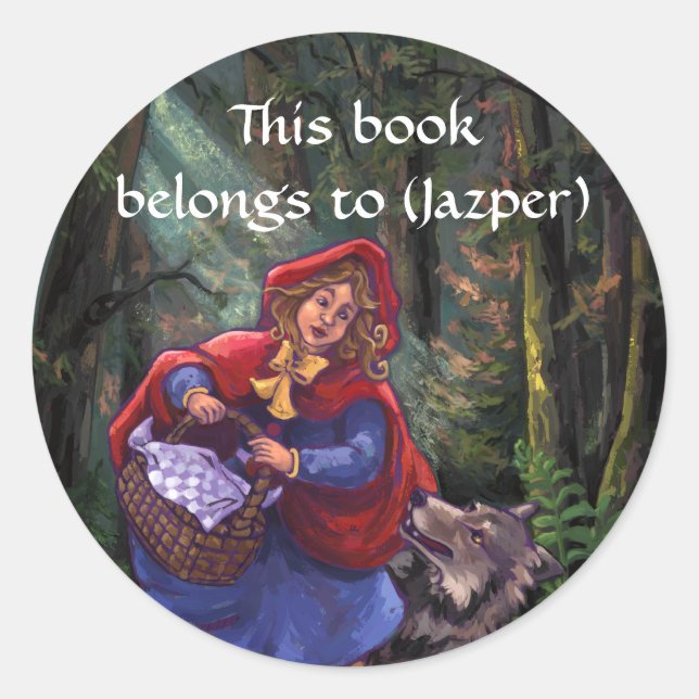 Sticker Rond Plaque d'enregistrement Little Red Riding Hood (Devant)