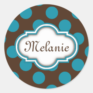 Sticker Rond Plaque d'identification de Quatrefoil Brown bleu