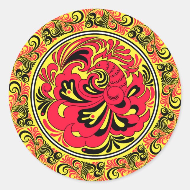 Sticker Rond Plaque en céramique hongroise Firebird (Devant)