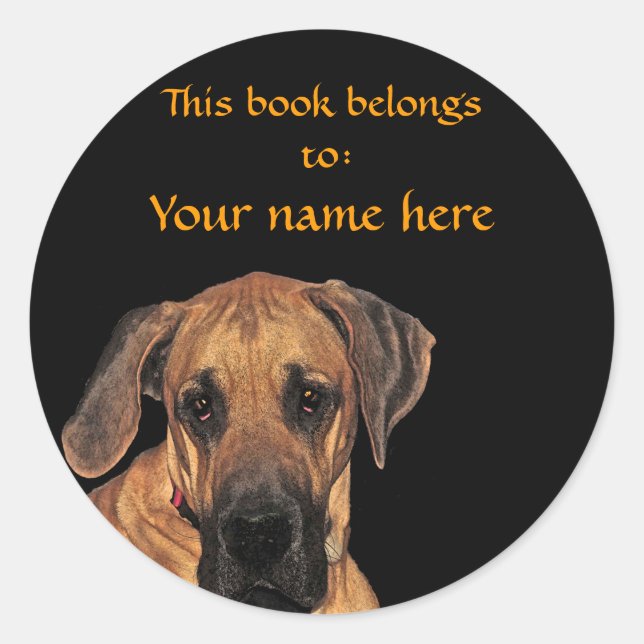 Sticker Rond Plaque géante douce Great Dane (Devant)