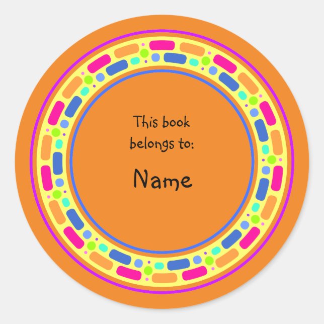 Sticker Rond Plaque jaune avec bordure colorée (Devant)