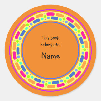 Sticker Rond Plaque jaune avec bordure colorée