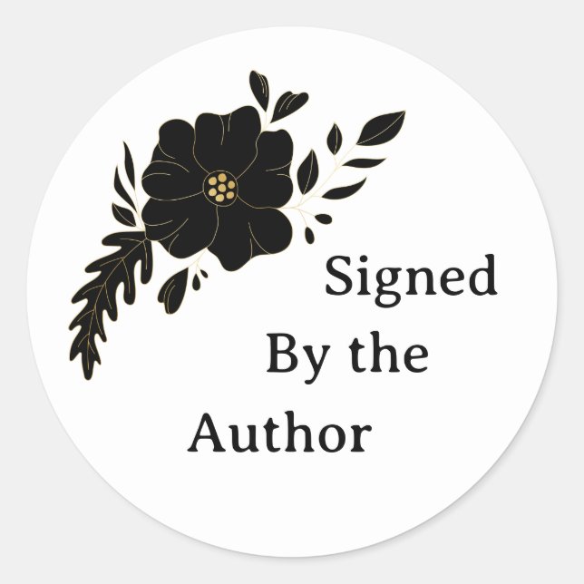 Sticker Rond Plaque-livre de l'auteur de fleurs noires (Devant)