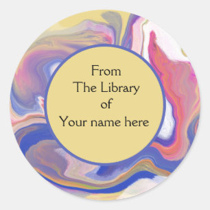 Sticker Rond Plaque - Marbre rose et violet Abstrait Motif