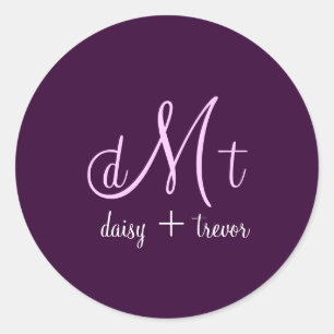 Sticker Rond Plaque Plum + lilas Monogrammes