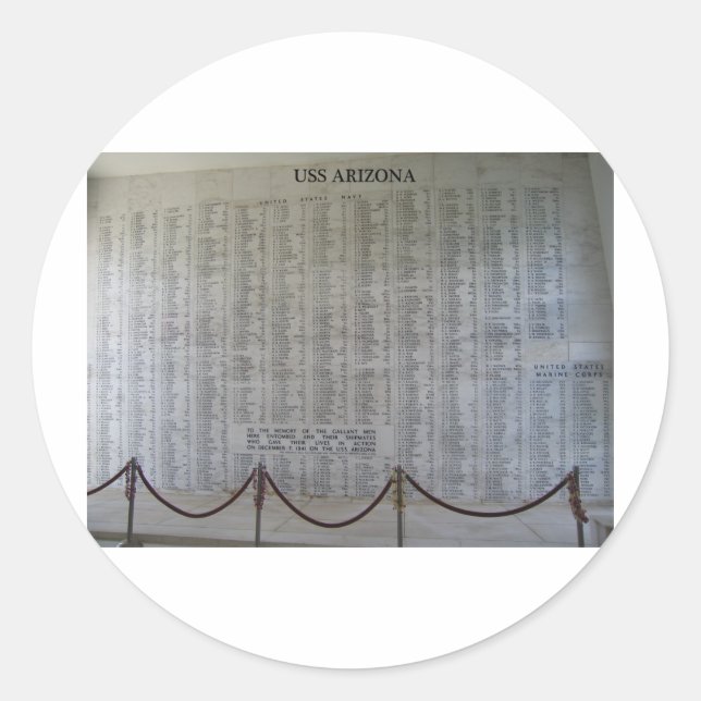 Sticker Rond Plaque USS Arizona (Devant)