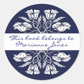 Sticker Rond Plaque vintage Art Nouveau Floral